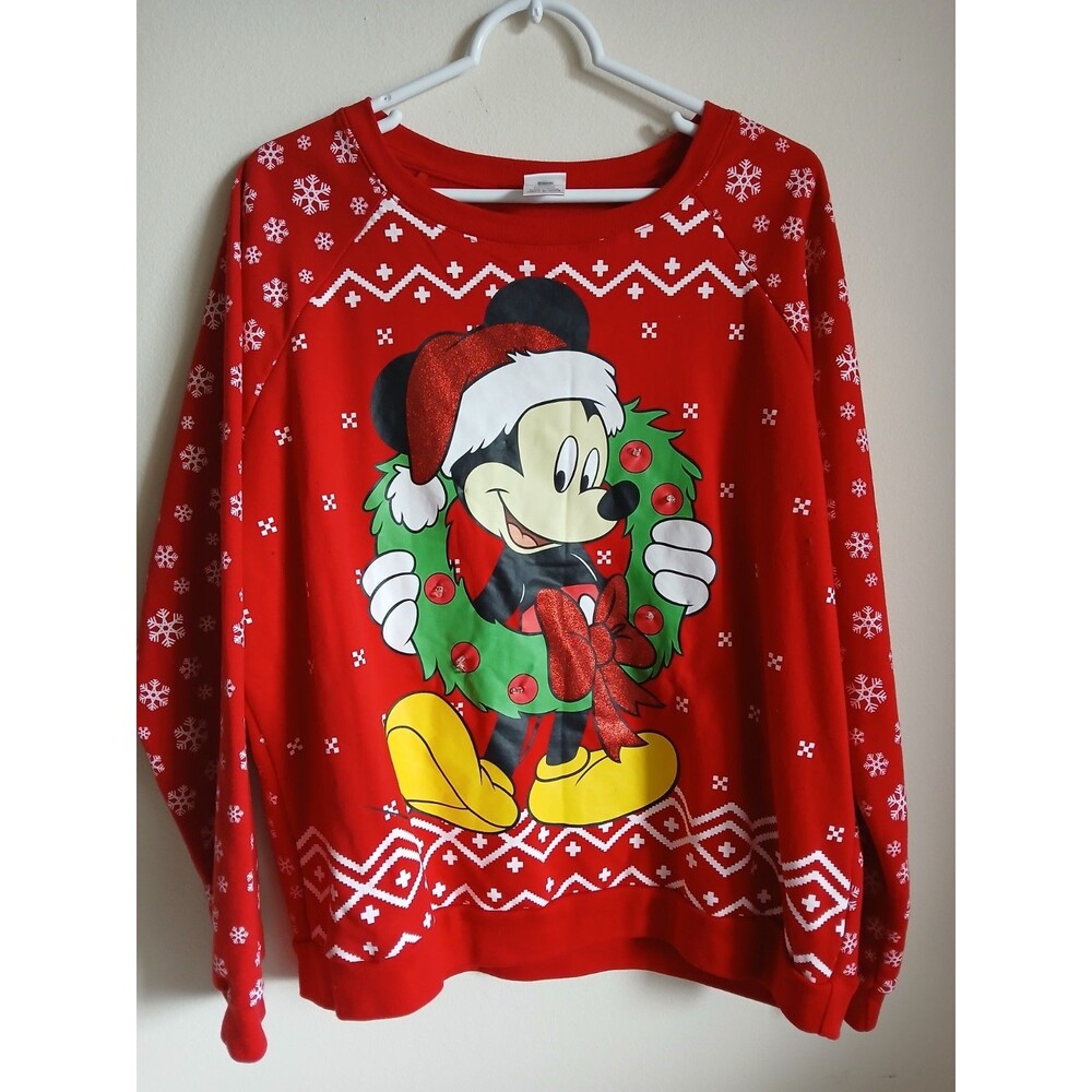 Disney Mickey Mouse Christmas Sweatshirt LIGHT UP Pullover Size XXL